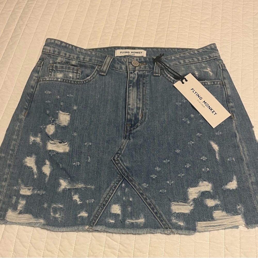 Flying Monkey Distressed Denim Skirt Size 25